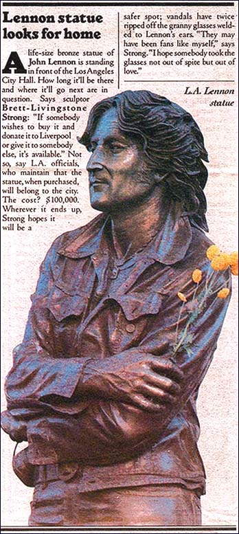 Newsclip about the 1981 John Lennon statue, originally unveiled a year after the former Beatle's death in 1980.