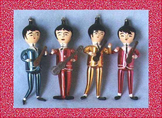 Vintage Beatles Christmas Ornaments: These colorful ornaments depict each of the Beatles: Paul McCartney, John Lennon, George Harrison and Ringo Starr. These are now very collectible and worth a fortune.