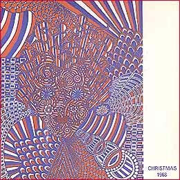 Beatles Christmas 1968: Another abstract, modern art design sends the Beatles Christmas greeting out to the world of their fans in 1968.